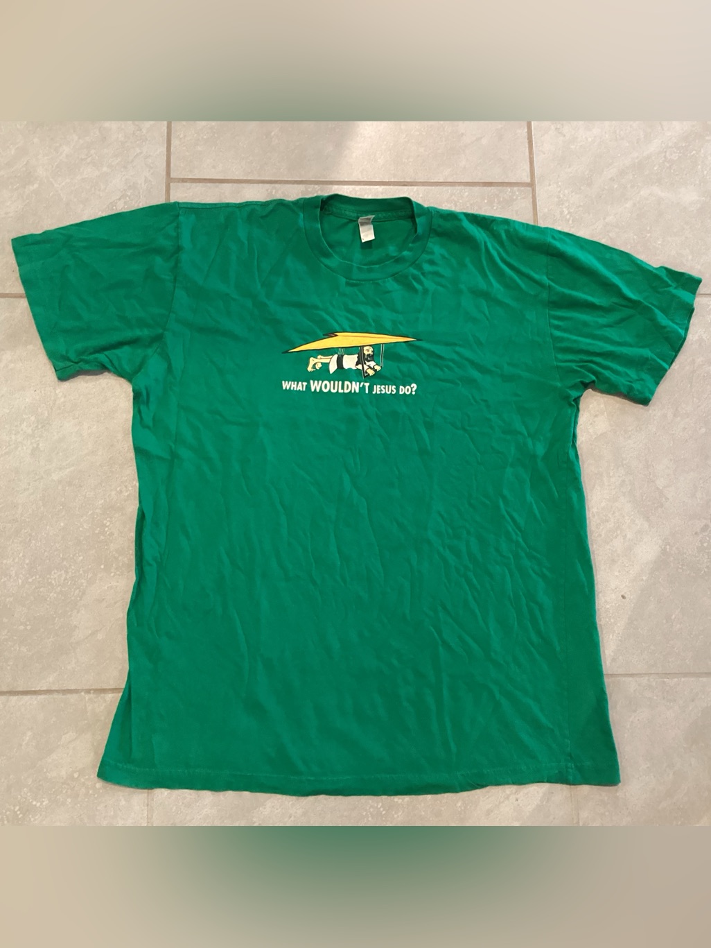 Green Graphic Tee With Kayak Graphic